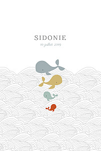 Faire-part de naissance Baleines en voyage 2 enfants blanc Faire-part de naissance Baleines en voyage 2 enfants blanc
