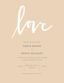Faire-part de mariage Lettres d'amour portrait rose