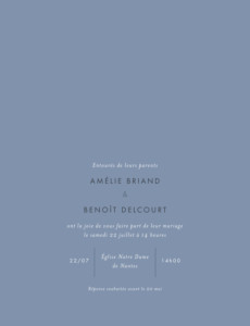 Faire-part de mariage Lettres d'amour portrait dorure bleu Faire-part de mariage Lettres d'amour portrait dorure bleu