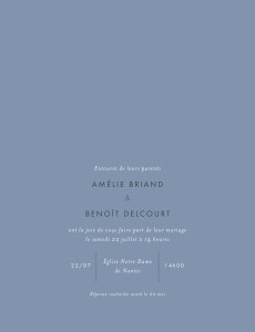 Faire-part de mariage Lettres d'amour portrait dorure bleu Faire-part de mariage Lettres d'amour portrait dorure bleu