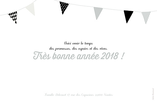 Carte de voeux Fanions photo noir & gris Carte de voeux Fanions photo noir & gris