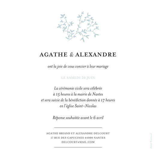Faire-part de mariage Reflets dans l'eau vert Faire-part de mariage Reflets dans l'eau vert