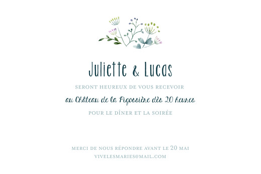 Carton d'invitation mariage Bouquet sauvage rose Carton d'invitation mariage Bouquet sauvage rose
