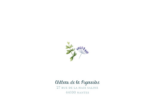 Carton d'invitation mariage Bouquet sauvage bleu - Verso