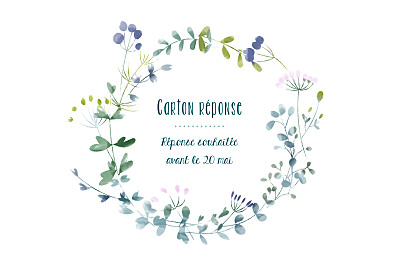 Carton réponse mariage Bouquet sauvage bleu finition Carton réponse mariage Bouquet sauvage bleu finition