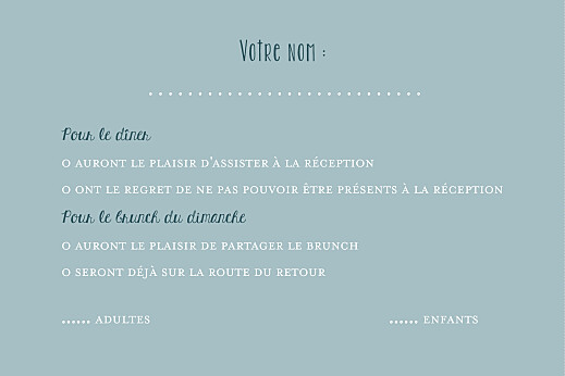 Carton réponse mariage Bouquet sauvage bleu - Verso Carton réponse mariage Bouquet sauvage bleu - Verso