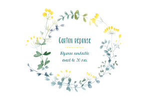 Carton réponse mariage Bouquet sauvage jaune Carton réponse mariage Bouquet sauvage jaune