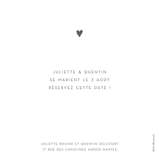 Save the Date Élégant cœur (dorure) blanc - Verso Save the Date Élégant cœur (dorure) blanc - Verso