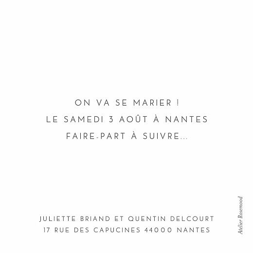Save the Date Petit élégant cœur (dorure) blanc - Verso
