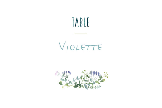 Marque-table mariage Bouquet sauvage bleu - Recto Marque-table mariage Bouquet sauvage bleu - Recto