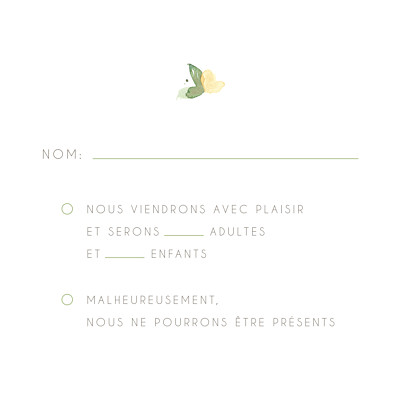 Carton réponse mariage Jardin anglais vert finition Carton réponse mariage Jardin anglais vert finition