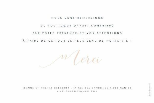 Carte de remerciement mariage Merci blanc Carte de remerciement mariage Merci blanc