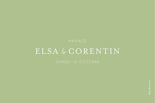Marque-table mariage Jardin anglais vert - Verso Marque-table mariage Jardin anglais vert - Verso