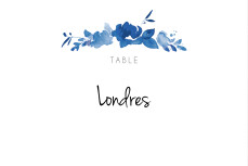Marque-table mariage Jardin anglais bleu Marque-table mariage Jardin anglais bleu