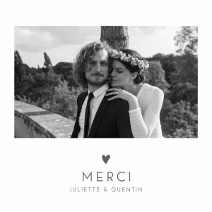 Carte de remerciement mariage Élégant cœur blanc Carte de remerciement mariage Élégant cœur blanc