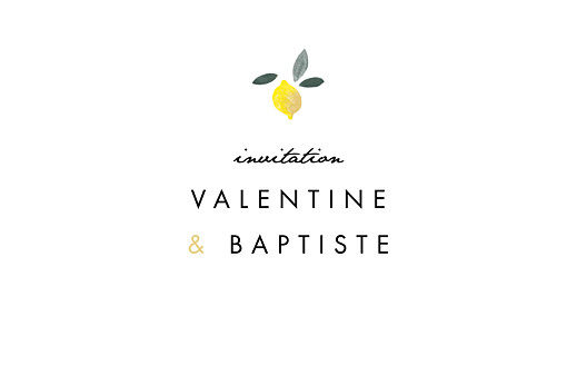 Carton d'invitation mariage Palermo blanc & jaune - Recto Carton d'invitation mariage Palermo blanc & jaune - Recto