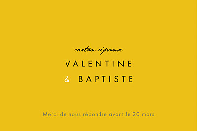 Carton réponse mariage Palermo blanc & jaune finition Carton réponse mariage Palermo blanc & jaune finition