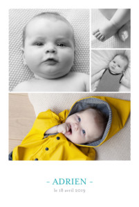 Faire-part de naissance Moderne 4 photos blanc Faire-part de naissance Moderne 4 photos blanc