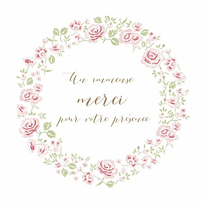 Carte de remerciement Petite couronne de roses blanc finition Carte de remerciement Petite couronne de roses blanc finition
