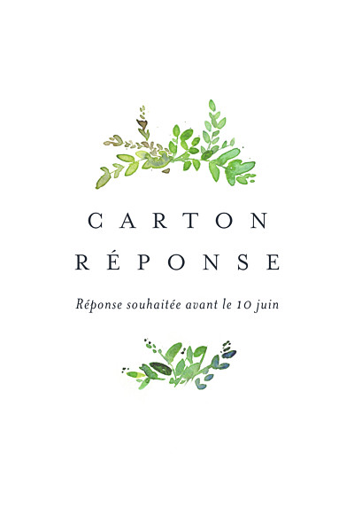 Carton réponse mariage Canopée vert finition Carton réponse mariage Canopée vert finition