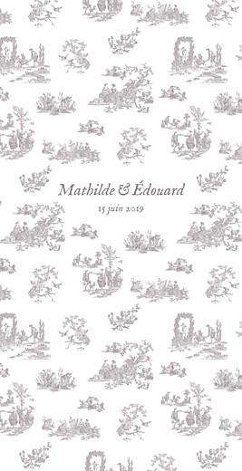 Menu de mariage Toile de jouy (4 pages) taupe Menu de mariage Toile de jouy (4 pages) taupe