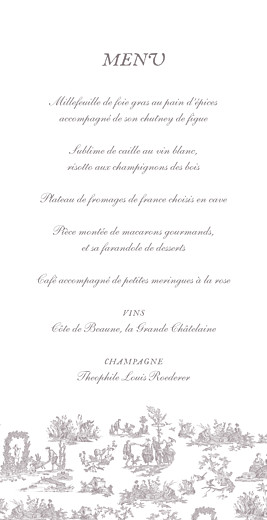 Menu de mariage Toile de jouy (4 pages) taupe - Page 3 Menu de mariage Toile de jouy (4 pages) taupe - Page 3