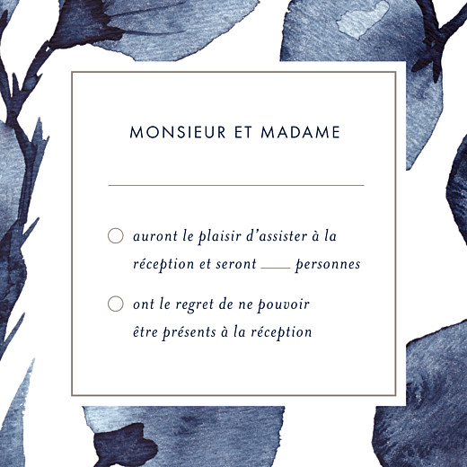 Carton réponse mariage Ombres florales bleu Carton réponse mariage Ombres florales bleu