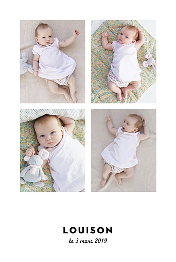 Faire-part de naissance Étoiles chic 4 photos (dorure) blanc Faire-part de naissance Étoiles chic 4 photos (dorure) blanc