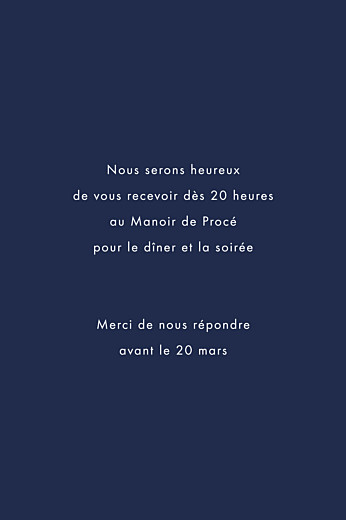 Carton d'invitation mariage Étincelles (dorure) bleu marine - Verso Carton d'invitation mariage Étincelles (dorure) bleu marine - Verso