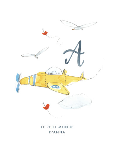 Affichette ABC… Avion bleu - Vue 2