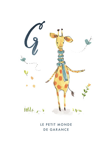 Affichette ABC… Girafe bleu - Recto