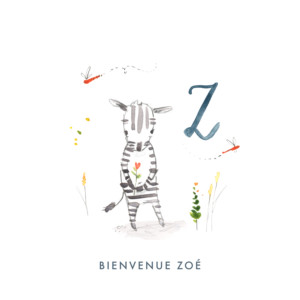 Faire-part de naissance Abc... zèbre blanc Faire-part de naissance Abc... zèbre blanc