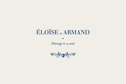 Marque-table mariage Nature chic bleu - Recto Marque-table mariage Nature chic bleu - Recto