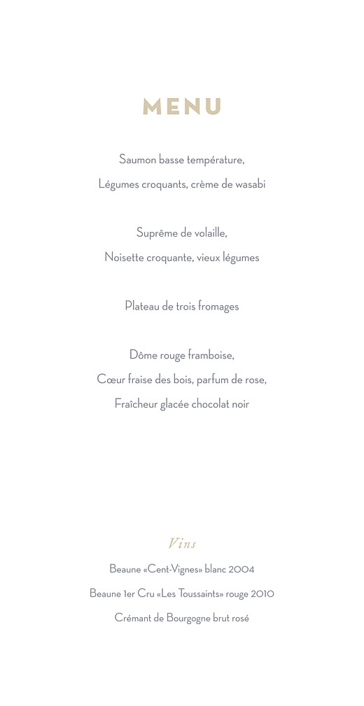 Menu de mariage Gypsophile (4 pages) gris Menu de mariage Gypsophile (4 pages) gris