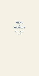 Menu de mariage Nature chic (dorure) bleu Menu de mariage Nature chic (dorure) bleu