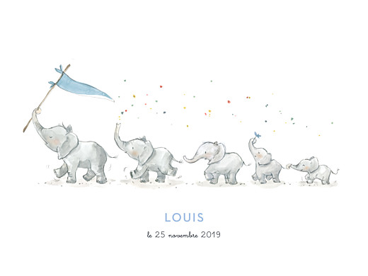 Affichette 5 éléphants en famille bleu - Page 1 Affichette 5 éléphants en famille bleu - Page 1