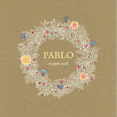 Faire-part de naissance Gypsophile kraft-bleu