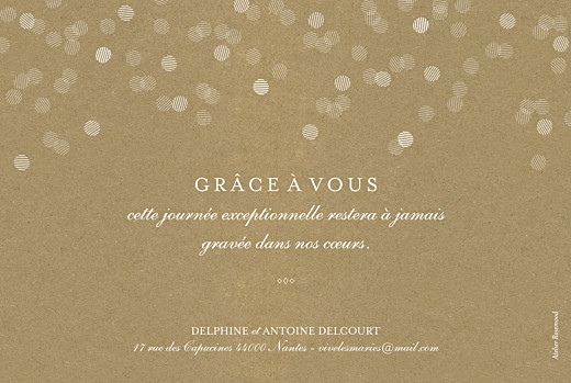 Carte de remerciement mariage Polka kraft Carte de remerciement mariage Polka kraft