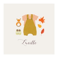 Faire-part de naissance Petits habits 4 pages moutarde