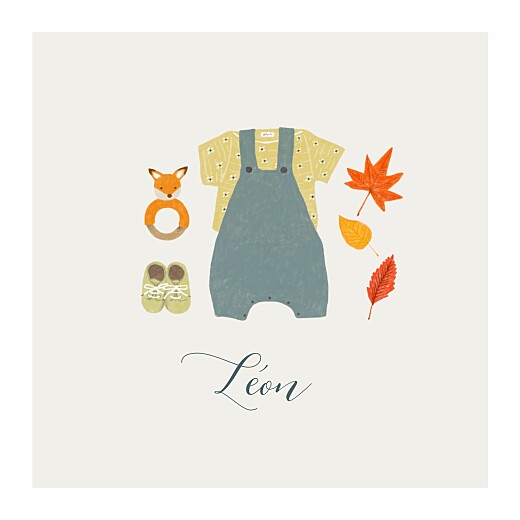 Faire-part de naissance Petits habits 4 pages bleu gris - Page 1 Faire-part de naissance Petits habits 4 pages bleu gris - Page 1