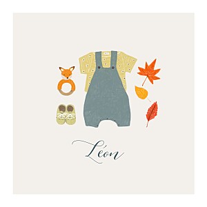 Faire-part de naissance Petits habits 4 pages bleu gris Faire-part de naissance Petits habits 4 pages bleu gris