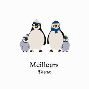 Carte de voeux Petits pingouins blanc