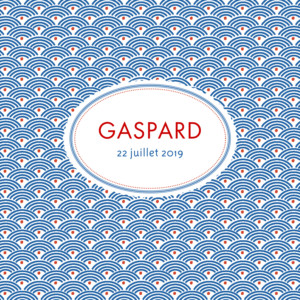 Faire-part de naissance Petit pattern (triptyque) bleu, blanc & rouge Faire-part de naissance Petit pattern (triptyque) bleu, blanc & rouge