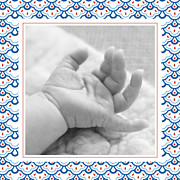 Faire-part de naissance Petit pattern (triptyque) bleu, blanc & rouge page 4