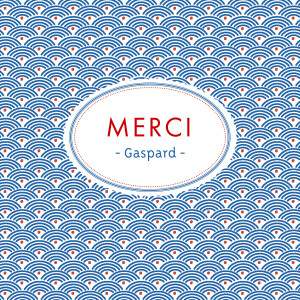 Carte de remerciement Merci pattern écusson bleu, blanc & rouge Carte de remerciement Merci pattern écusson bleu, blanc & rouge