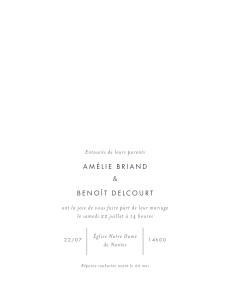 Faire-part de mariage Lettres d'amour portrait dorure blanc Faire-part de mariage Lettres d'amour portrait dorure blanc
