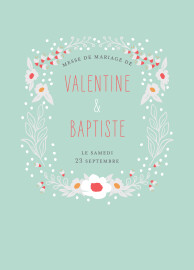 Couverture livret de messe mariage Eden vert