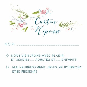 Carton réponse mariage Journée de printemps (carré) blanc