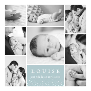 Faire-part de naissance Souvenir étoilé 8 photos vert Faire-part de naissance Souvenir étoilé 8 photos vert