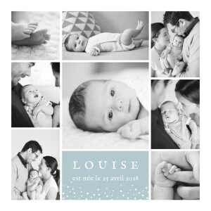 Faire-part de naissance Souvenir étoilé 8 photos vert Faire-part de naissance Souvenir étoilé 8 photos vert